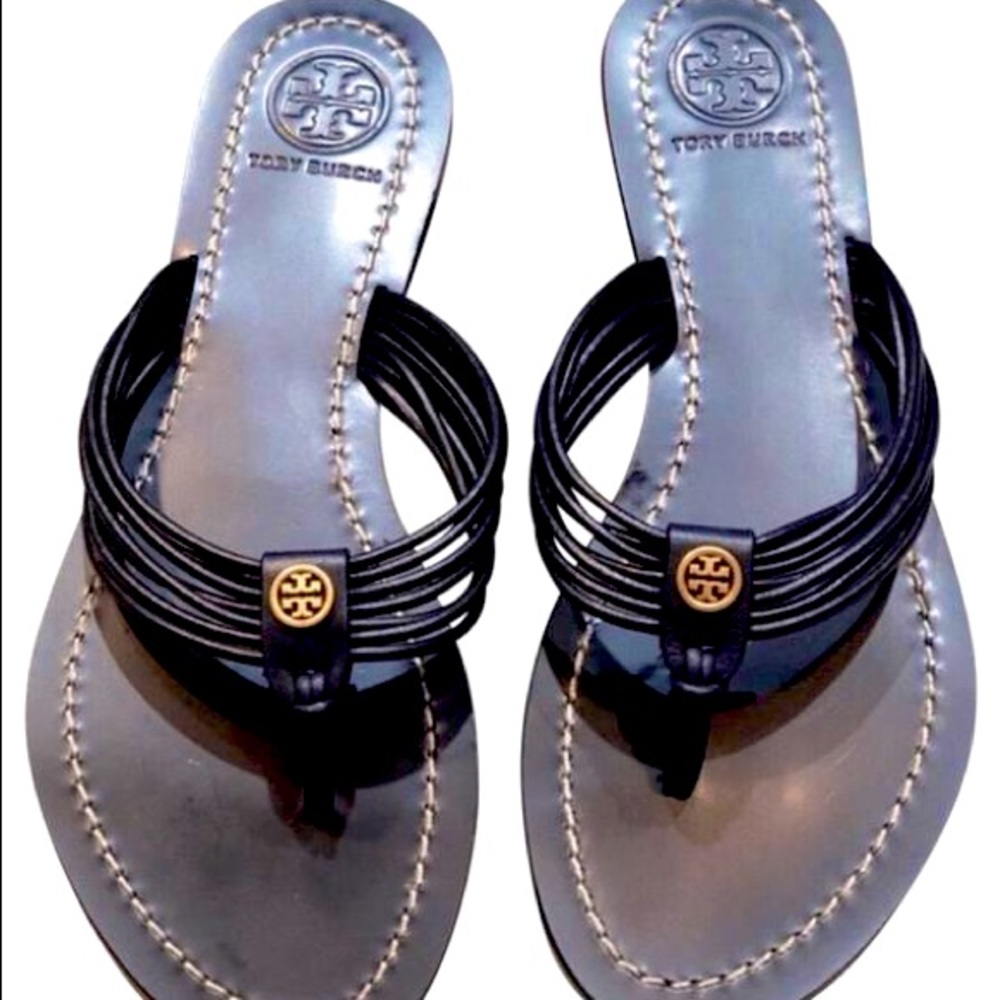 Tory Burch size 8 leather sandals - Great Condition - Navy